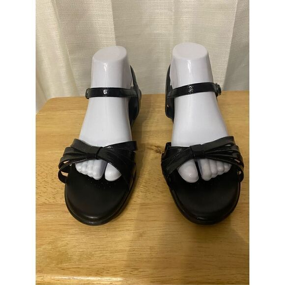SAS black patent leather wedge sandals size 10 N - Picture 2 of 11